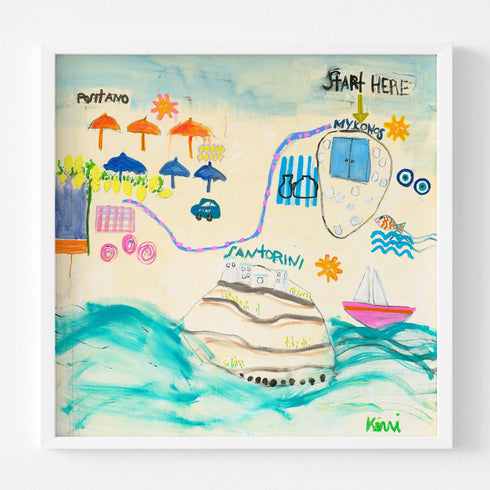 Colorful Destination Greece + Italy Art Print by Kerri Rosenthal - Unique artwork decor