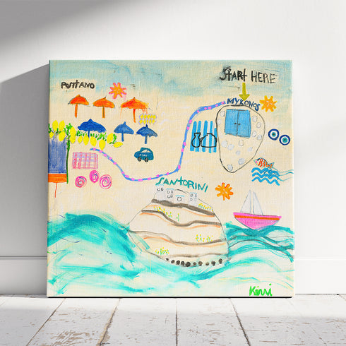 Destination Greece + Italy Original Painting for modern living spaces by Kerri Rosenthal