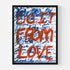 Do It From Love indigo blue, red and white word art print black framed wall artwork - Kerri Rosenthal