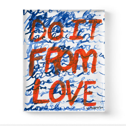 Do It From Love indigo blue, red and white word art mounted plexi print wall artwork - Kerri Rosenthal