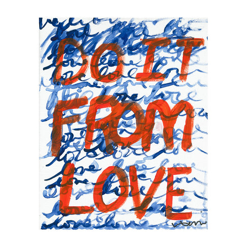Do It From Love indigo blue, red and white word art mounted plexi print wall artwork - Kerri Rosenthal