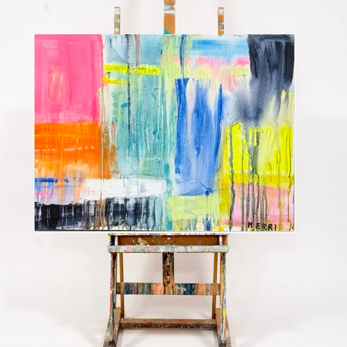 Don’t Rain On My Parade original painting on stretched canvas - Shop unique original artwork gifts for the living room or bedroom decor by Kerri Rosenthal