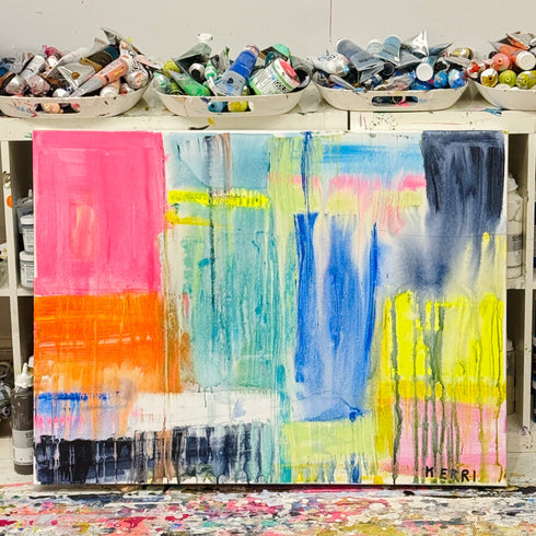 Don’t Rain On My Parade original painting on stretched canvas - Shop unique original artwork gifts for the living room or bedroom decor by Kerri Rosenthal