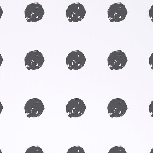 Dottie Wallpaper in Carbon black polka dot on white ground wallpaper for home and office decor