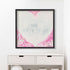 Dreamlove art print transports the viewer to dreamy thoughts with pink tones surrounding a white heart and subtle love word artwork - Perfect wall artwork by Kerri Rosenthal