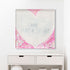 Dreamlove art print transports the viewer to dreamy thoughts with pink tones surrounding a white heart and subtle love word artwork - Perfect wall artwork by Kerri Rosenthal
