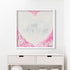 Dreamlove art print transports the viewer to dreamy thoughts with pink tones surrounding a white heart and subtle love word artwork - Perfect wall artwork by Kerri Rosenthal