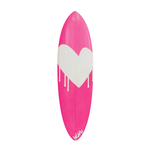 Drippy Heart Surfboard Reverse Pop Pink