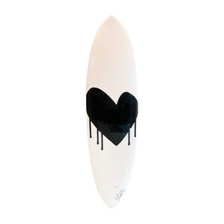 Drippy Heart White + Black Surfboard