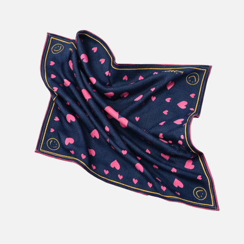 Drippy heart navy blue bandana in 100% cotton - Shop women's cute cotton bandanas by Kerri Rosenthal
