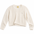 Kerri Rosenthal Dune Sweater in white cotton cable-knit with a hand-applied heart flat lay
