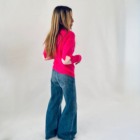 Jackie button-front neon pink cardigan is made from 100% cashmere with a V-neck and double pockets - Shop cute women’s cardigans by Kerri Rosenthal