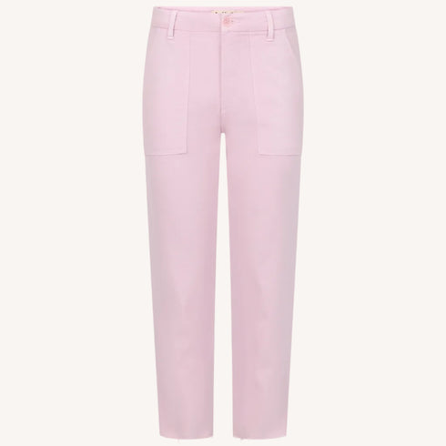 Easy army pink trouser jeans in a cotton blend, with a cropped straight leg and patch-style pockets - Shop women’s trouser jeans by Kerri Rosenthal