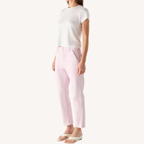 Easy army pink trouser jeans in a cotton blend, with a cropped straight leg and patch-style pockets - Cute women’s trouser jeans by Kerri Rosenthal