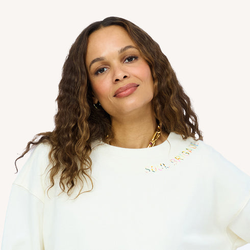 SoulCycle x KR Ex-Boyfriend Soul Brigade off white sweatshirt in cotton fleece - women's sweatshirts by Kerri Rosenthal