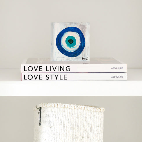 Eye Love multicolor block of love acrylic mini art by Kerri Rosenthal's artwork - Shop cute unique gifts for loved ones