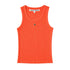 Flat lay of KR ribbed cotton blend red-orange tank top with a contrast embroidered heart - Women's tank tops by Kerri Rosenthal