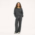 Weekend barb coal sweatpant made from 100% cotton with embroidered heart patch and coal studio sweatshirt with 'loved' embroidered- Flattering women's sweatpants by Kerri Rosenthal