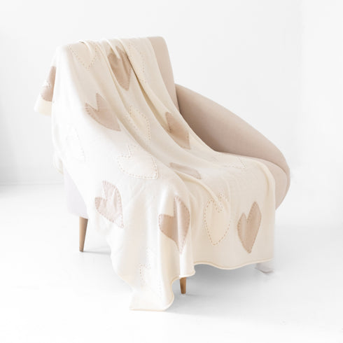 Zero Waste Blanket Patchwork Cream Sweater soft cotton cashmere blend throw blanket - blankets by Kerri Rosenthal