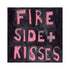 Kerri Rosenthal "Fireside + Kisses" gallery wrapped canvas painting, showing depth and edge detail of pink lettering on black background