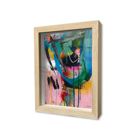 First Draft Oak Shadow Box Art by Kerri Rosenthal - Unique artwork for living room decor