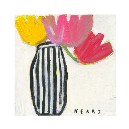 Flower Me art print on stretched canvas colorful wall art print - Unique artwork for living room wall decor by Kerri Rosenthal