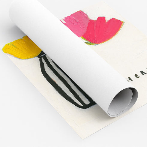 Flower Me art print on stretched canvas colorful wall art print - Unique artwork for living room wall decor by Kerri Rosenthal