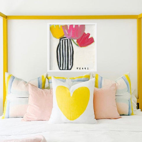 Flower Me art print on stretched canvas colorful wall art print - Unique artwork for living room wall decor by Kerri Rosenthal