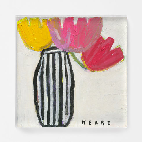 Flower Me art print on stretched canvas colorful wall art print - Unique artwork for living room wall decor by Kerri Rosenthal