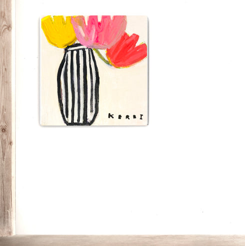 Flower Me multicolor original painting on stretched canvas - Unique original artwork gifts for the living room, bedroom or any space home decor by Kerri Rosenthal