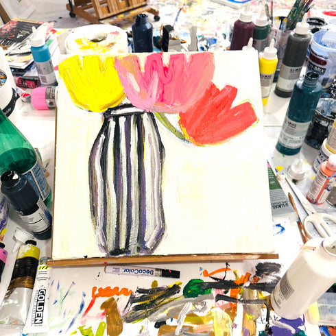 Flower Me multicolor original painting on stretched canvas - Unique original artwork gifts for the living room, bedroom or any space home decor by Kerri Rosenthal