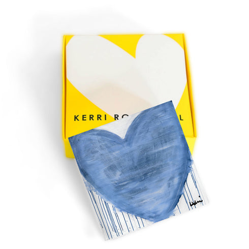 Forget Me Not Drippy Heart Block of Love mini art by Kerri Rosenthal. A cute, unique gift and home decor art piece for a coffee table or bookshelf.