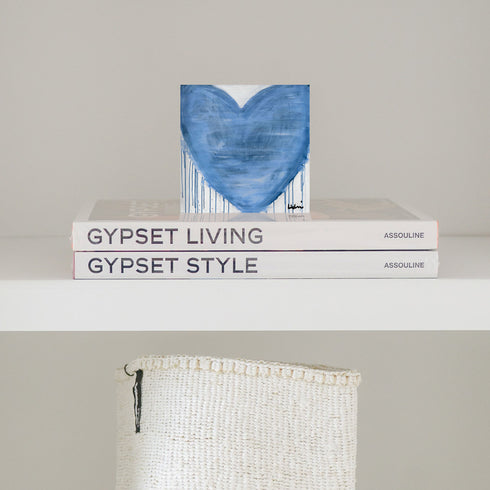 Forget Me Not Drippy Heart Block of Love mini art by Kerri Rosenthal. A cute, unique gift and home decor art piece for a coffee table or bookshelf.