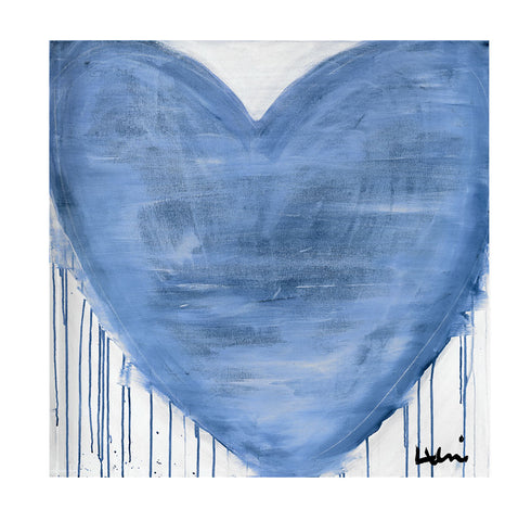 Forget Me Not Drippy Heart Block of Love mini art by Kerri Rosenthal. A cute, unique gift and home decor art piece for a coffee table or bookshelf.