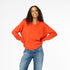 Frenchy cashmere v-neck patchwork pullover aperol orange sweater - Cute designer cashmere women's sweaters by Kerri Rosenthal