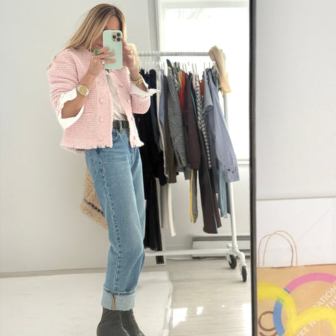 Fringe beau-lero pink open front cardigan in 100% cotton - Shop women's designer cardigans by Kerri Rosenthal