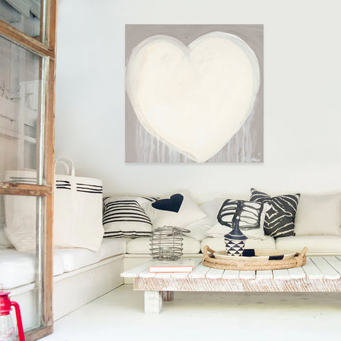 Fuzzy Lovey white and grey wall art print - Perfect artwork for living room decor. Modern wall art print artwork by Kerri Rosenthal