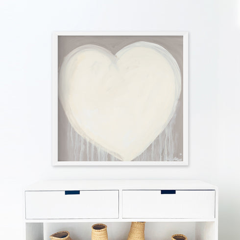 Fuzzy Lovey white and grey wall art print - Perfect artwork for living room decor. Modern wall art print artwork by Kerri Rosenthal
