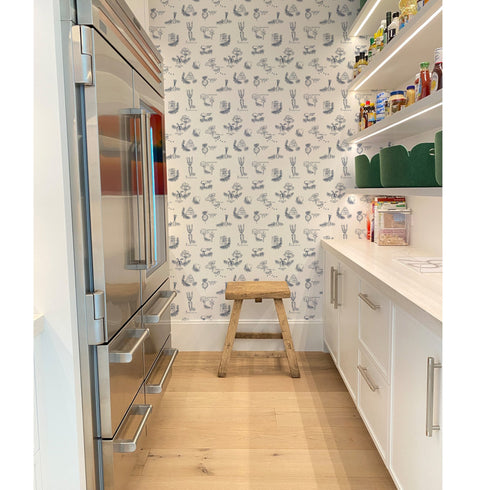 Good Roots Toile Wallpaper Indigo