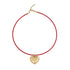 Kerri's puff heart necklace with plush gold heart pendant and genuine leather cord