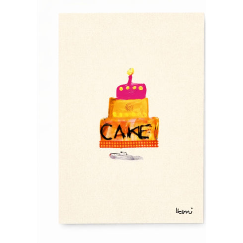 Good Sugar Cake Card, colorful cute mini artwork on cards by Kerri Rosenthal