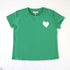 short sleeve grass green tee with white imperfect drippy heart graphic tees - cute t-shirts by Kerri Rosenthal