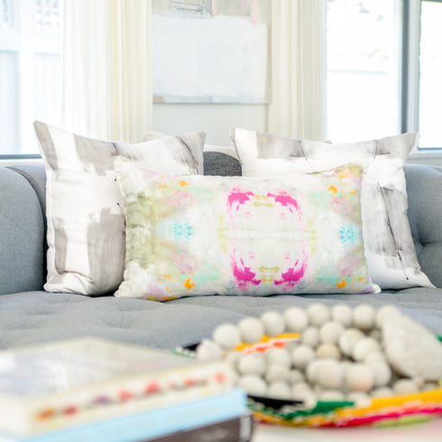 Colorful multi cute decorative throw pillows by Kerri Rosenthal modern coastal home decor