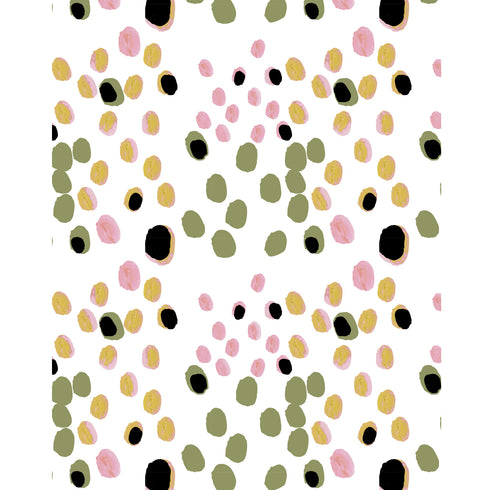 Happy Hour green and white wallpaper made on standard clay-coated ground by Kerri Rosenthal.