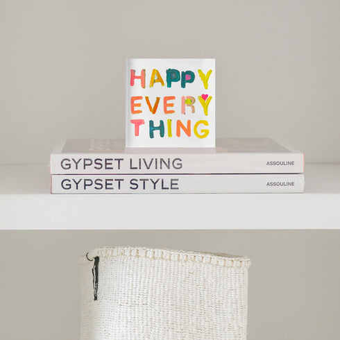Happy Everything Block of Love by Kerri Rosenthal - Cute unique gift, home decor art for a nightstand, bookshelf or coffee table