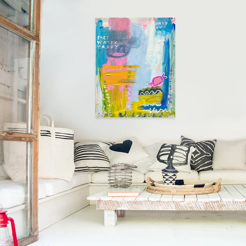 Happy times colorful wall art print - Unique artwork for living room wall decor by Kerri Rosenthal