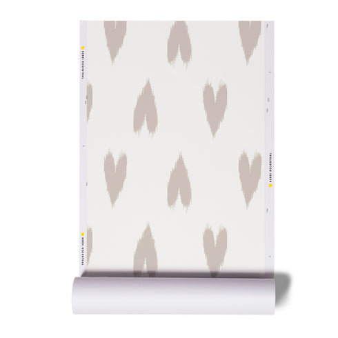 Heart Ikat natural cute decorative wallpaper by Kerri Rosenthal