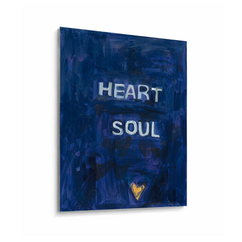 Heart + Soul blue word wall art print artwork. Shop word artwork decor for the living room by Kerri Rosenthal