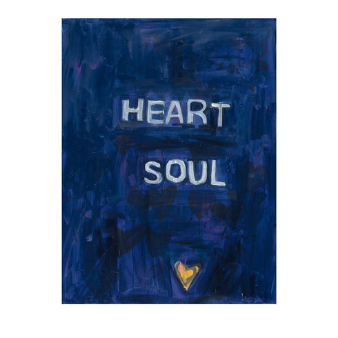 Heart + Soul navy blue word wall art print - Shop word artwork decor for the living room or any space by Kerri Rosenthal