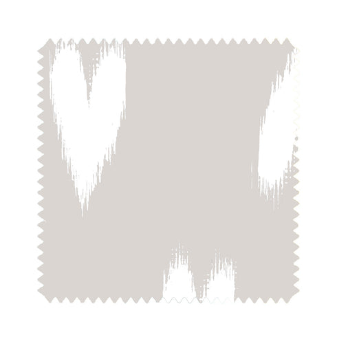 The heart ikat fabric in white and beige fabric made of cotton linen blend perfect for modern home decor - Unique designer high-quality fabrics by Kerri Rosenthal